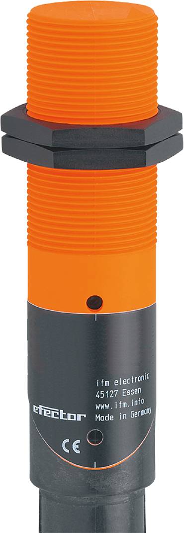 Eine orange und graue zylindrische Stange, möglicherweise ein Teil eines mechanischen oder elektrischen Geräts.