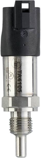 Nahaufnahme eines Metallzylinders mit eingravierter Bezeichnung 'TA4105'. Herstellerkennzeichnungen und Zertifizierungen sind sichtbar.