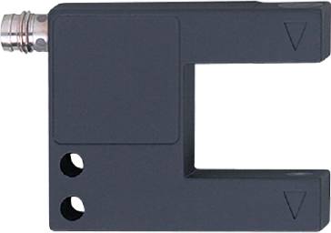 Eine schwarze, rechteckige Kunststoffplatte mit zwei runden Löchern links unten und einem großen rechteckigen Loch rechts.