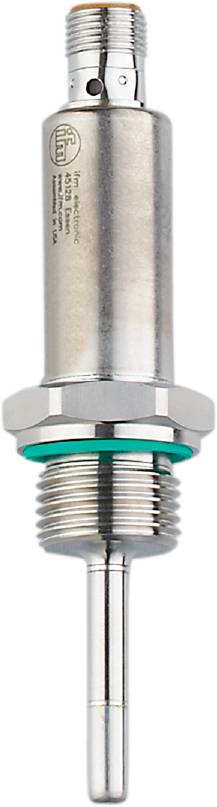 Ein silberner Metallanschluss mit Gewinde, umgeben von einer grünen Dichtung, möglicherweise ein Teil eines Rohrsystems.