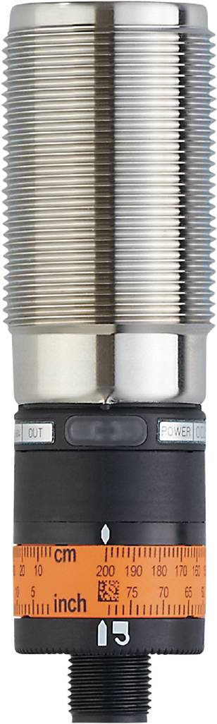 Metallzylinder mit schwarzen Ringen, beschriftet mit 'OUT' und 'POWER'. Enthält elektronische Anschlüsse. Fokus auf technische Details.