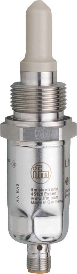 Metallsensor in zylindrischer Form mit Gewinde. Er hat eine glatte Oberfläche und ist für die Montage in industriellen Anwendungen geeignet.