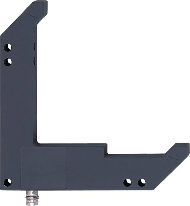 Schwarzes L-förmiges Metalldetail mit mehreren Bohrungen, geeignet für mechanische Anwendungen oder Konstruktionen.