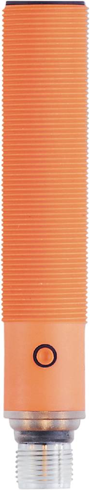 Riffelung einer orangefarbenen Kunststoffoberfläche, vertikale Linienmuster.