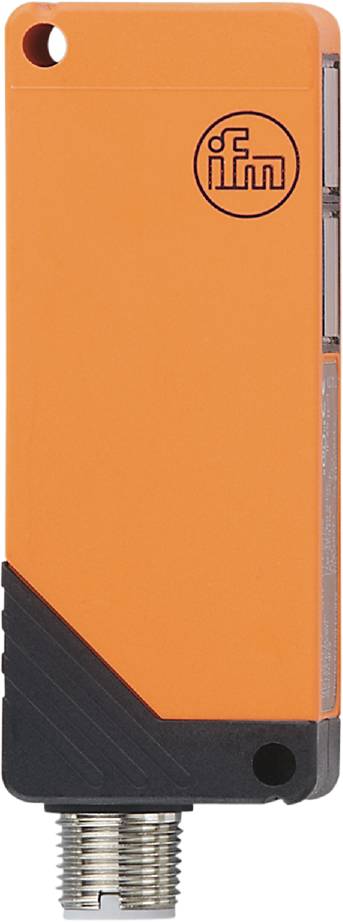 Ein orangefarbenes, glänzendes Objekt mit kantiger Struktur und teilweise sichtbarer reflektierender Seite auf der rechten Seite.