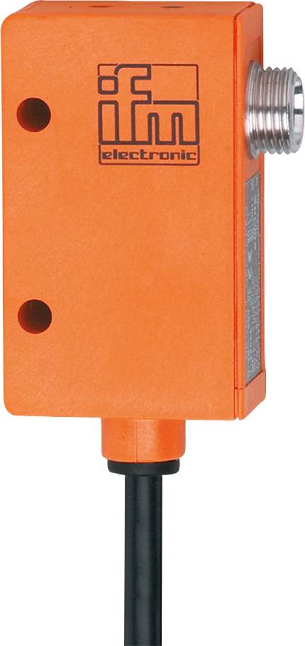 Ein orangefarbenes elektronisches Gerät mit einem schwarzen Knopf am unteren Rand. Es ist quaderförmig und besitzt seitliche Beschriftungen.