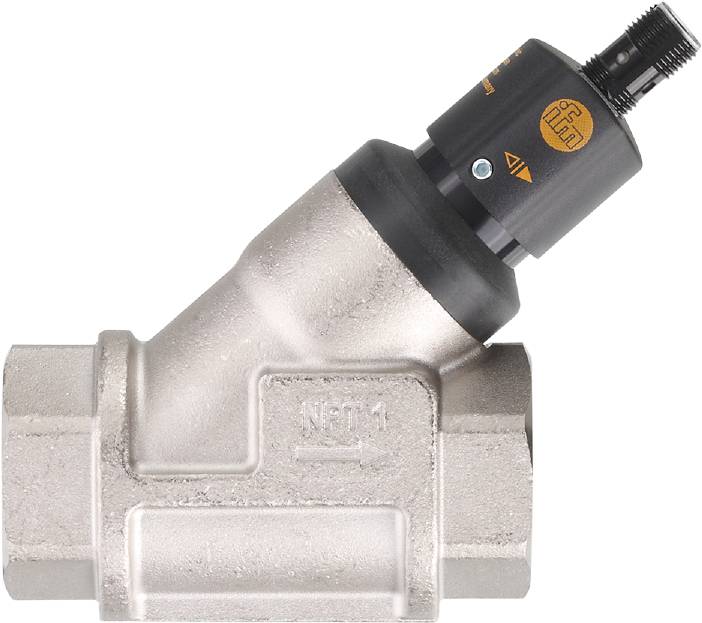 Ein schräg eingebautes Ventil mit angeschlossenem Drucksensor.