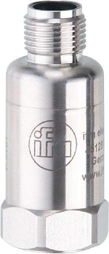 Zylinderförmiger Metallgegenstand mit einem Logo und Text: 'ifm elektronik'. Der Gegenstand hat eine glatte, reflektierende Oberfläche.