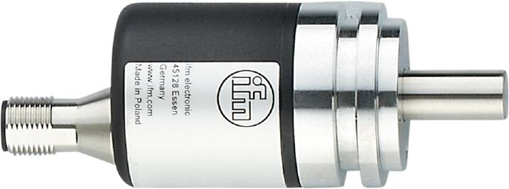 Etikett auf einem technischen Gerät mit der Aufschrift 'ifm electronic, 45128 Essen, Germany'.