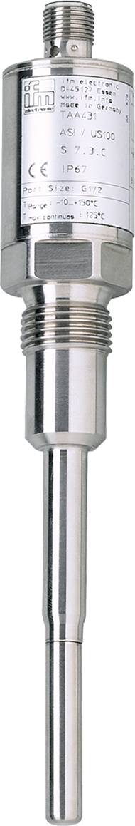 Ein silberner Metallzylinder mit glatter Oberfläche, nach oben verjüngt.