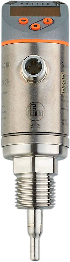 Metallsensor von IFM mit Verschraubung, zeigt Logo und Seriennummer. Hauptsächlich in industriellen Anwendungen genutzt.