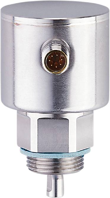 Ein zylindrischer Metallstecker mit mehreren Pins, vermutlich Teil eines technischen Geräts oder einer Verbindung.