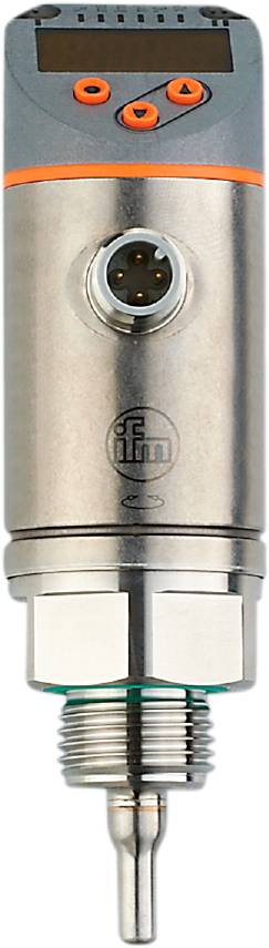 Ein metallischer Zylinder mit dem Logo 'ifm', vermutlich ein Sensor oder technisches Bauteil.