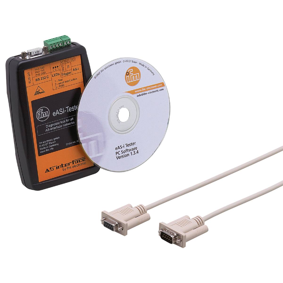 ASi-Tester-Set mit Messgerät, CD und zwei Kabeln; für ASi-Netzwerke zur Diagnose und Fehlersuche.