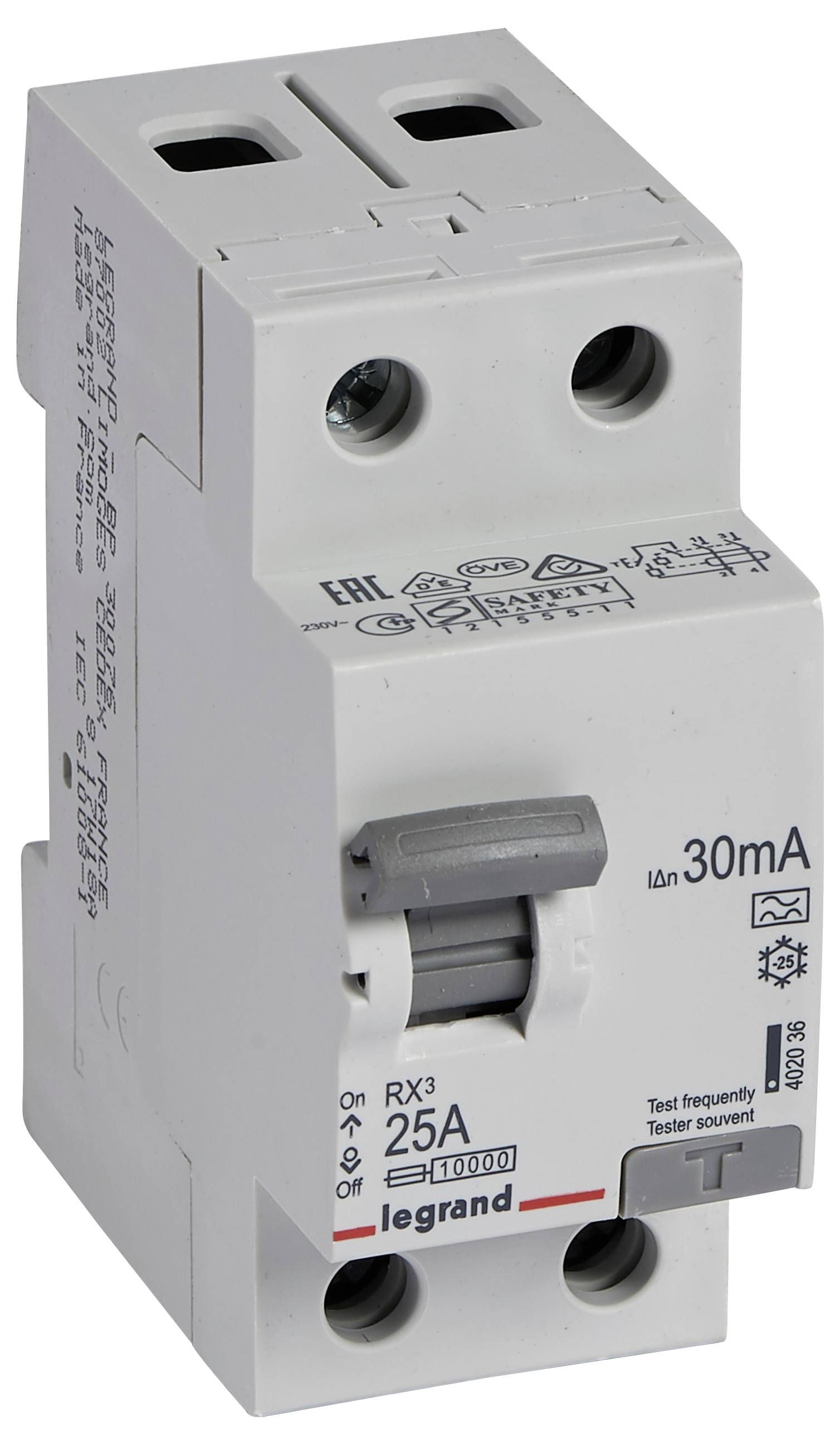 Legrand 402036 RX3 FI 25A 2P 30MA A Fehlerstrom-Schutzschalter 1phasig A 2polig 25A 0.03A 230V