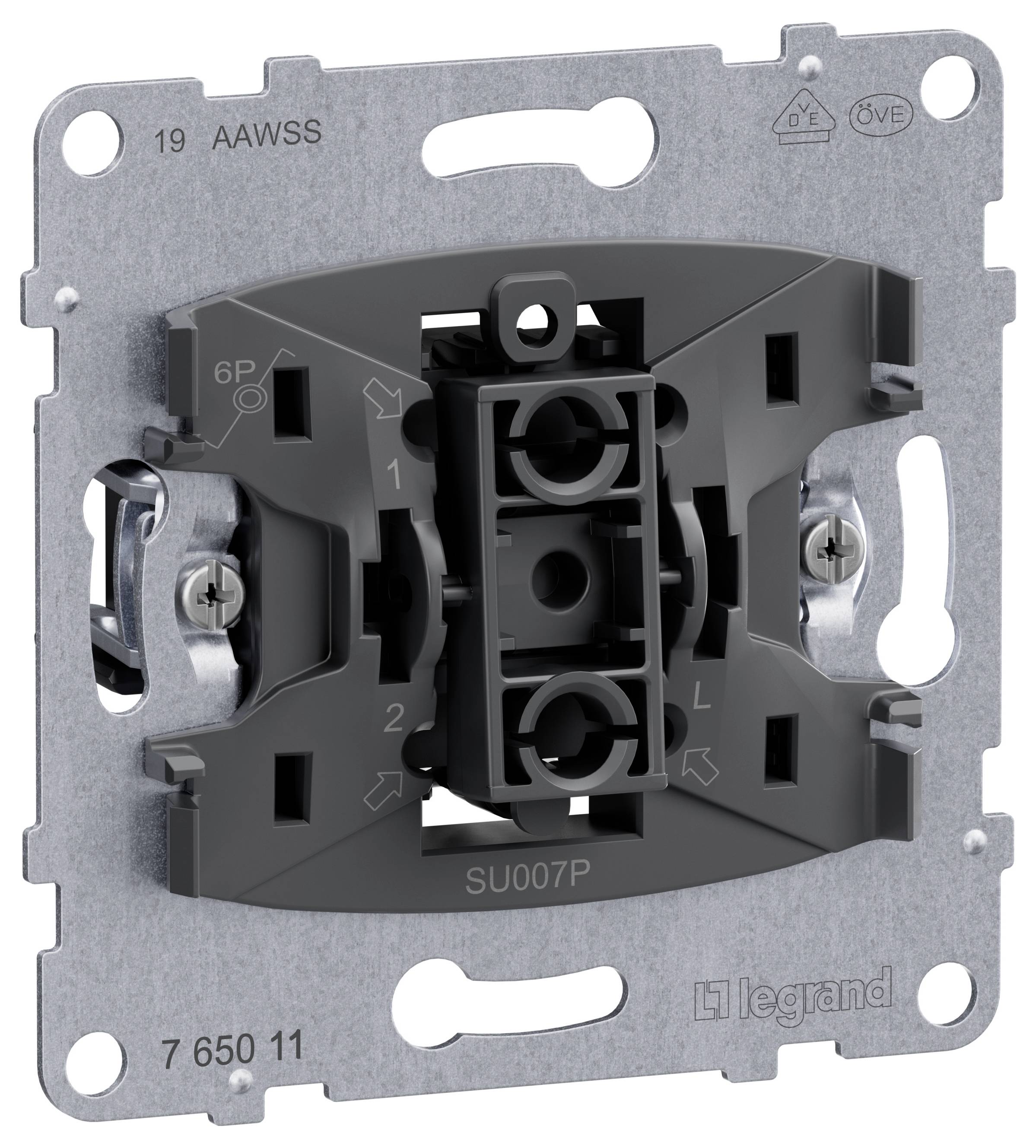 Legrand 1 Stück Einsatz Taster, Unterputz Seano Metall, Schwarz 765011 1St.