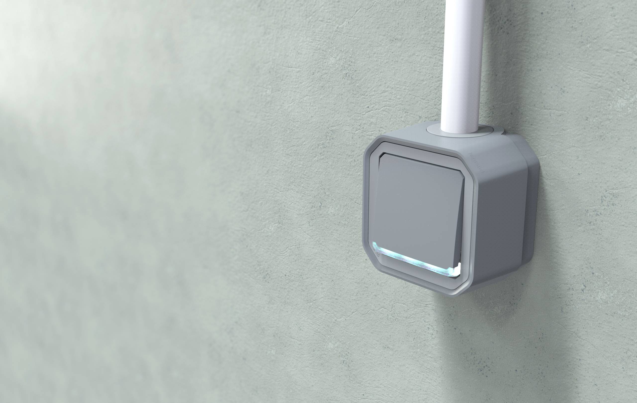 Legrand Komplett Aufputz, Wechselschalter Plexo Grau 069712L 1St.