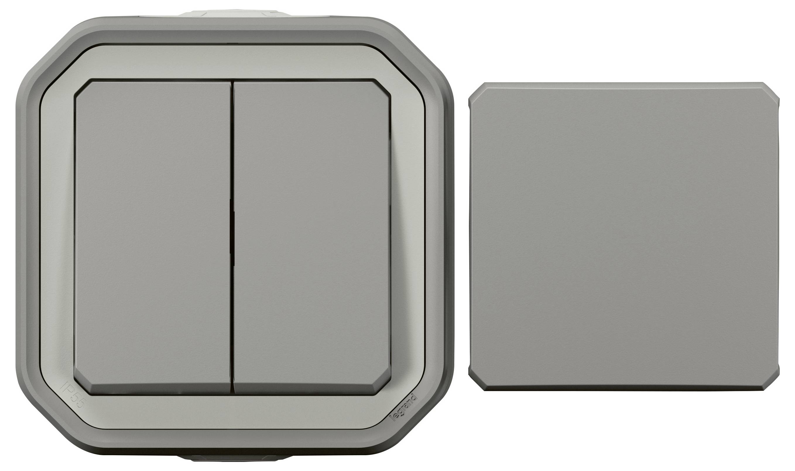 Legrand Komplett Aufputz, Wechselschalter, Taster Plexo Grau 069719L 1 St.