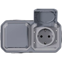 Legrand Komplett Aufputz, Doppelsteckdose, Schutzkontakt-Steckdose mit Klappdeckel Plexo Grau 069742L 1St. Legrand Komplett Aufputz, Doppelsteckdose, Schutzkontakt-Steckdose mit Klappdeckel Plexo Grau 069742L 1St.