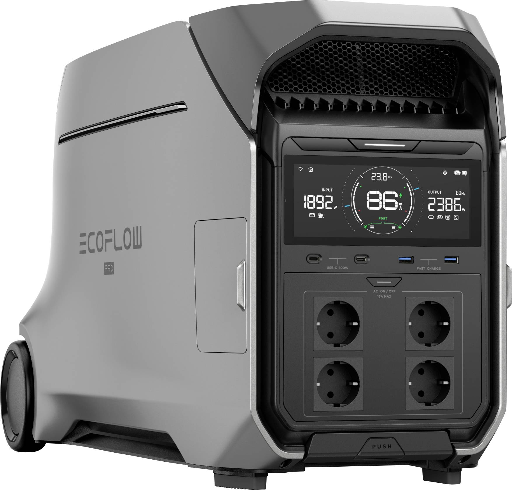 ECOFLOW Delta Pro 3 Powerstation LiFe Schwarz, Grau mit Laderegler
