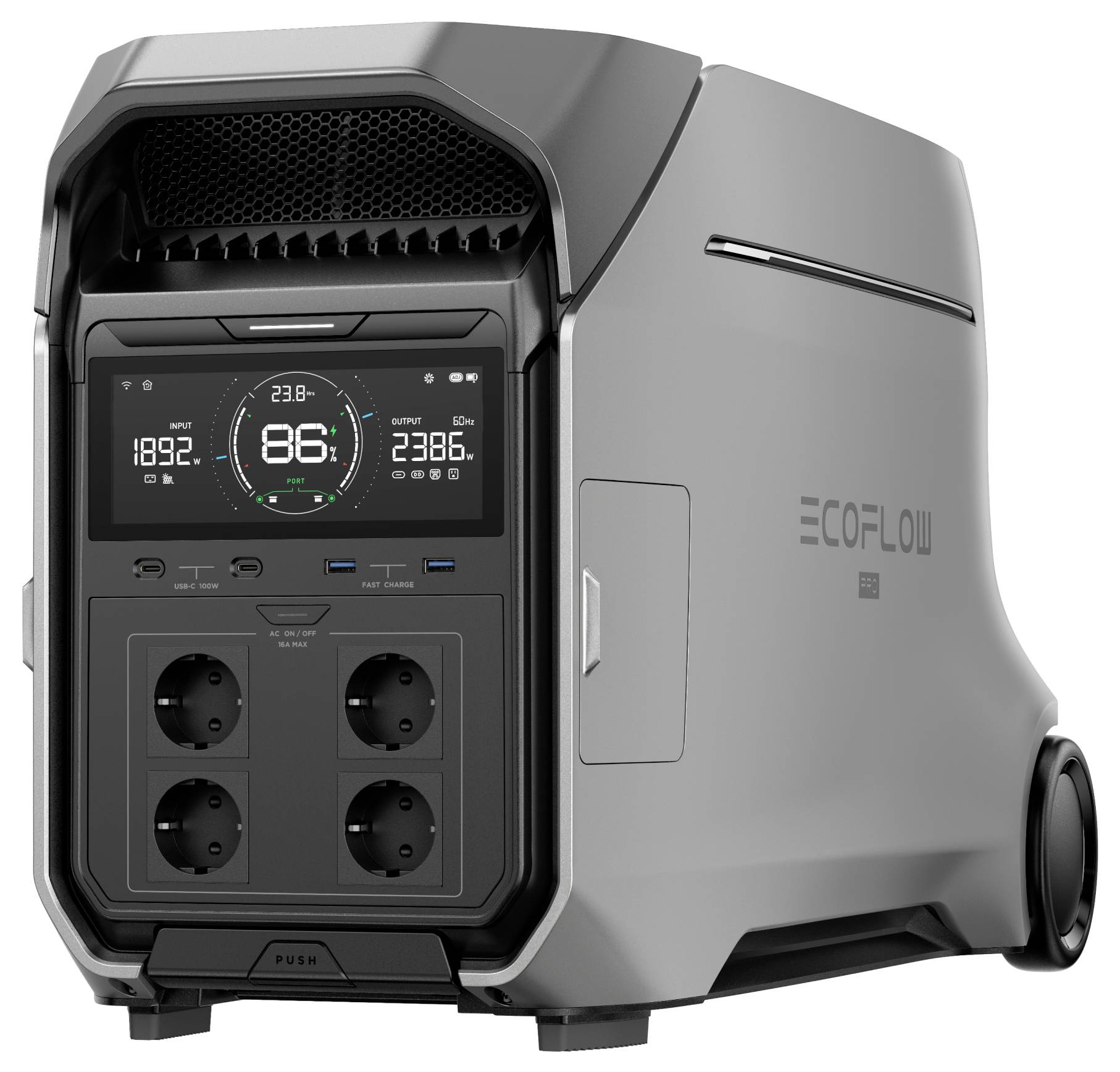 ECOFLOW Delta Pro 3 Powerstation LiFe Schwarz, Grau mit Laderegler
