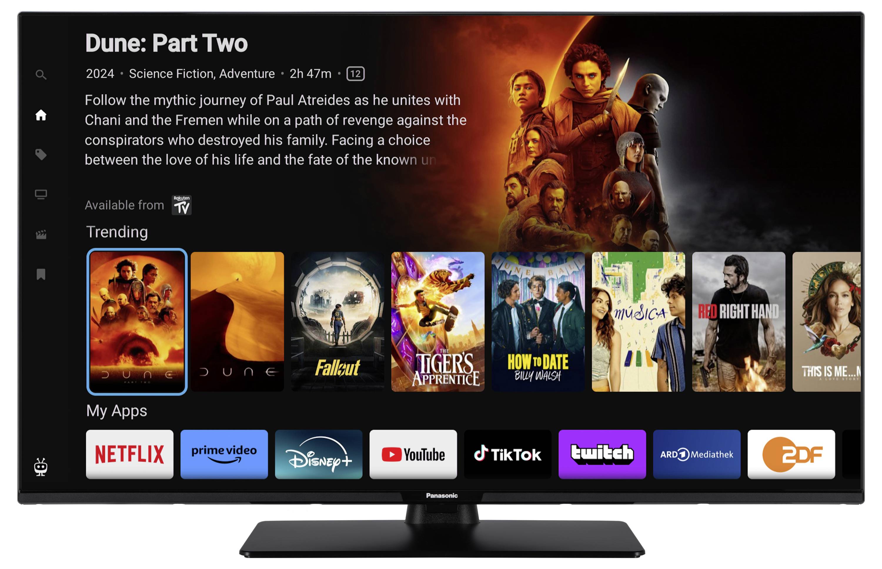 Panasonic TB-43W60A LED-TV 109 cm 43 Zoll EEK F (A - G) DVB-T, DVB-T2, DVB-S2, DVB-C, UHD, WLAN, Smart TV, CI+ Schwarz