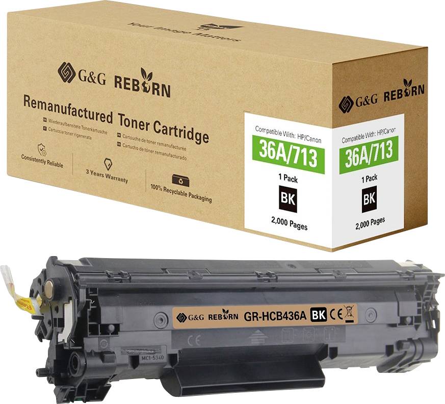 G&G Toner ersetzt HP, Canon 36A Kompatibel Schwarz 2000 Seiten Reborn remanufactured 21200