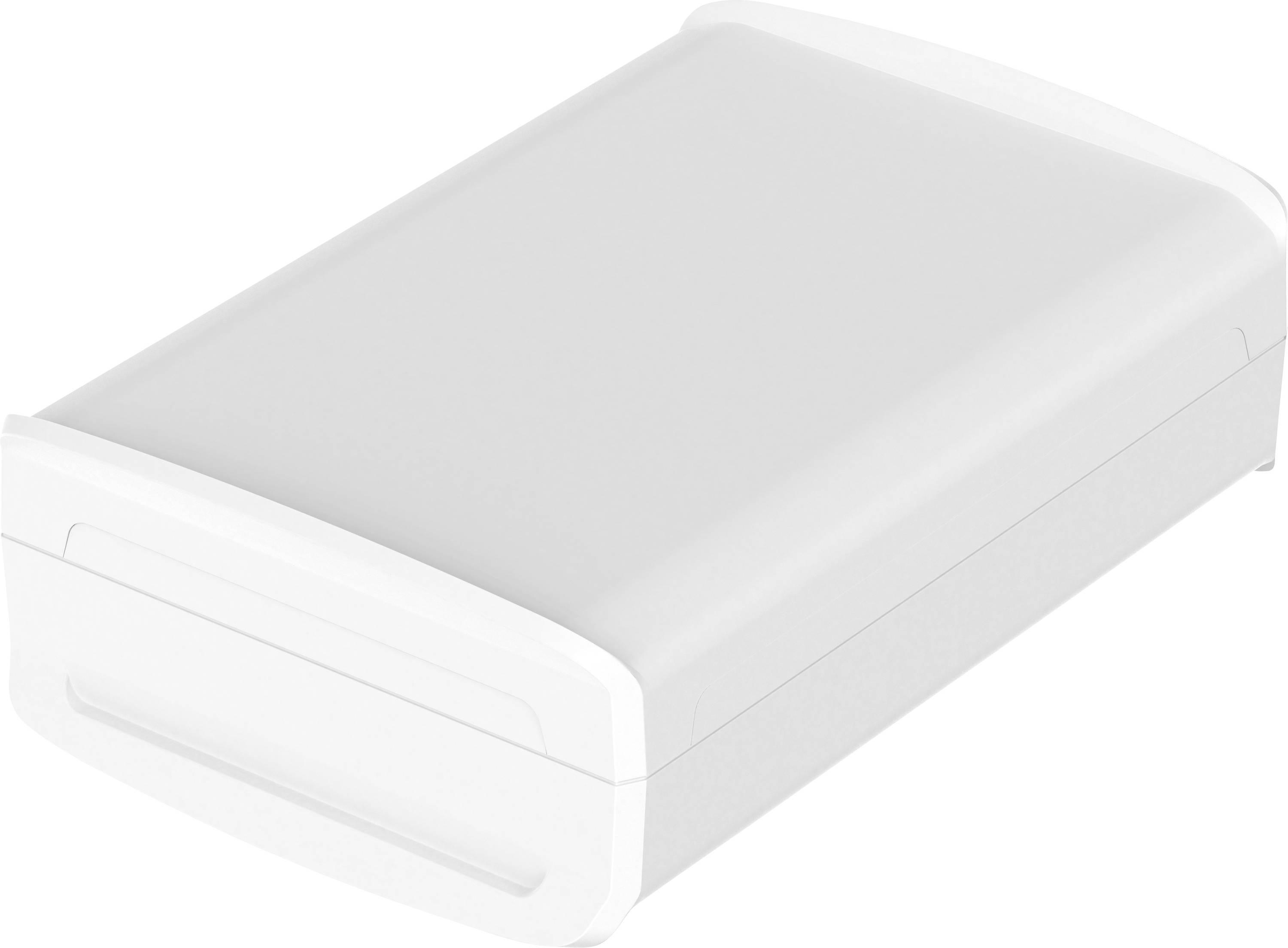 Eine rechteckige weiße Plastikbox mit einem Deckel, der bündig abschließt. Ideal zur Aufbewahrung kleinerer Gegenstände.