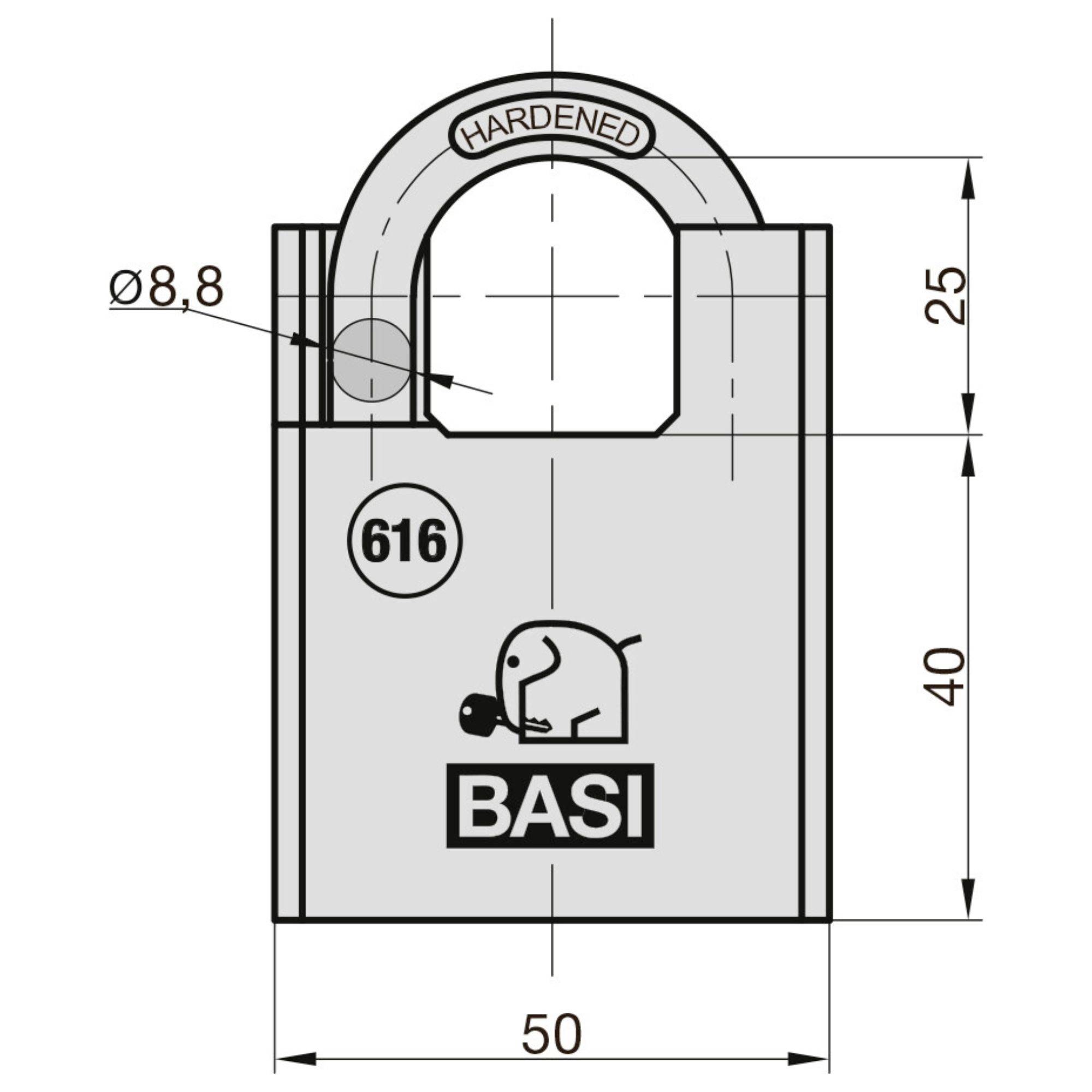 Basi 6160-5000 Vorhängeschloss 50mm verschieden schließend Silber Schlüsselschloss