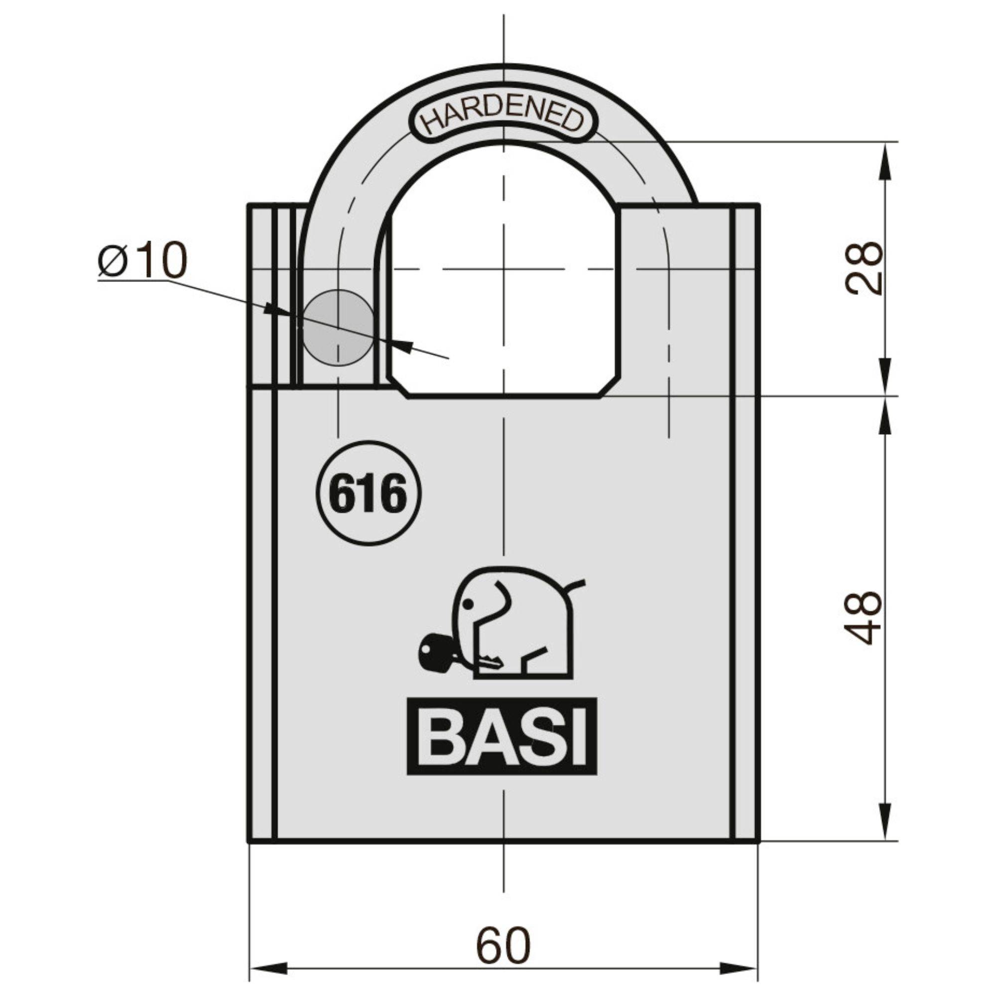 Basi 6160-6000 Vorhängeschloss 60mm verschieden schließend Silber Schlüsselschloss