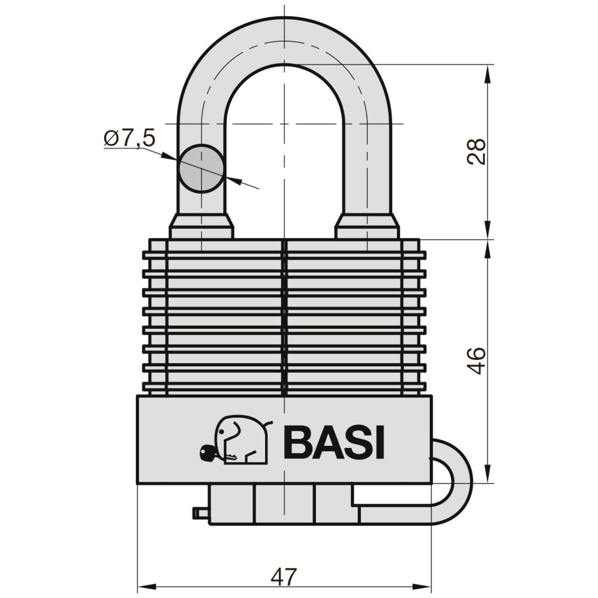Basi 6150-4000 Vorhängeschloss 47mm verschieden schließend Schwarz Schlüsselschloss