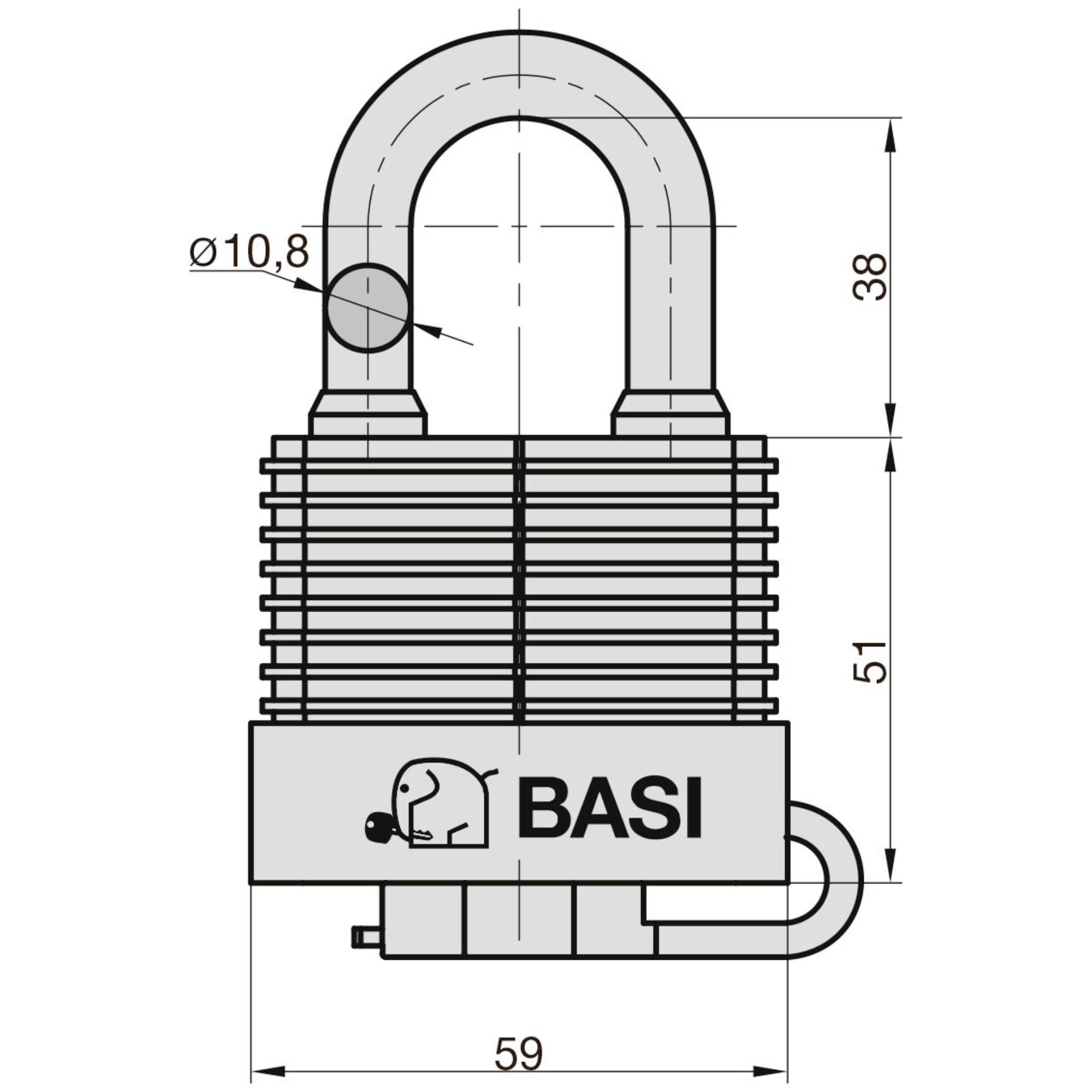 Basi 6150-5000 Vorhängeschloss 59mm verschieden schließend Schwarz Schlüsselschloss