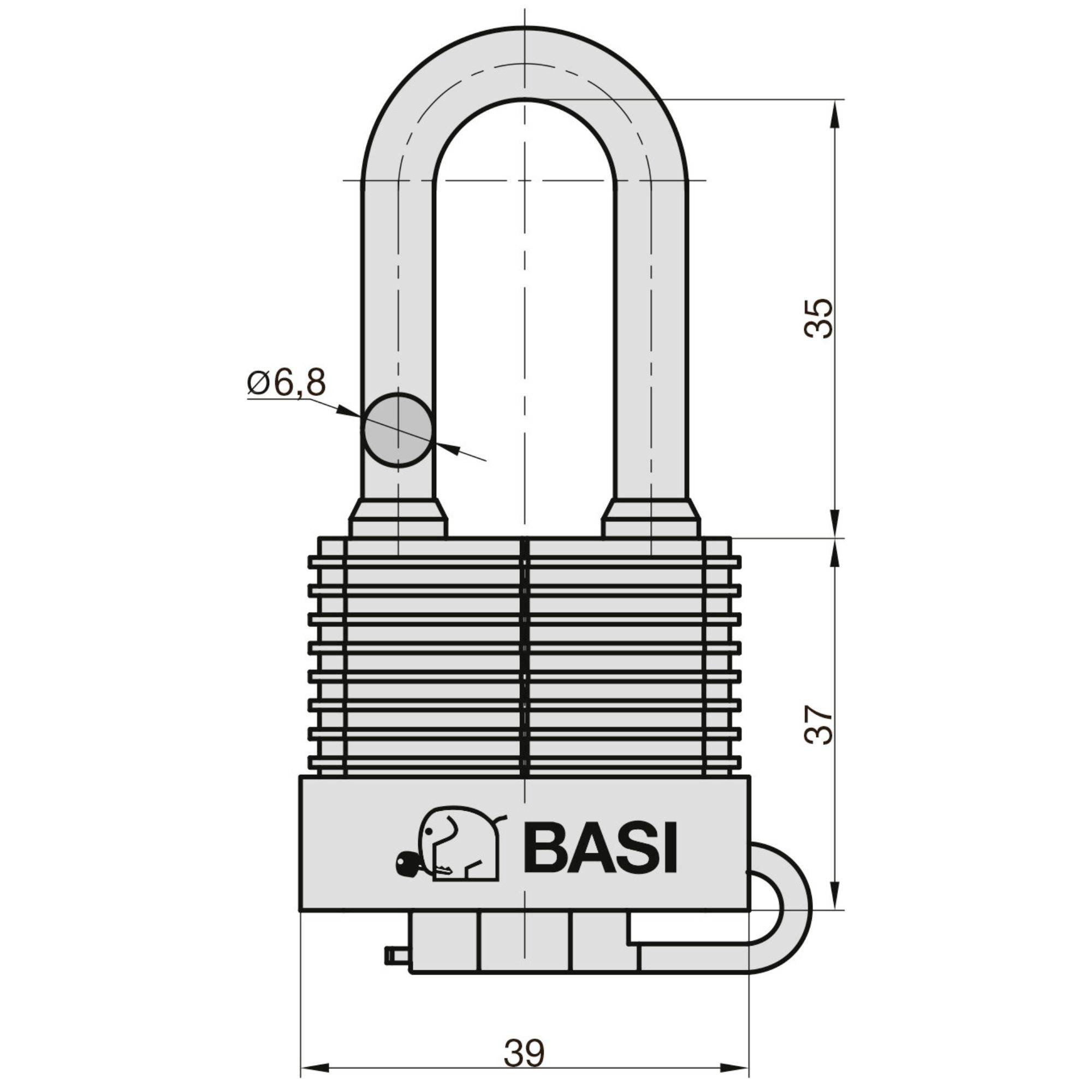 Basi 6151-3000 Vorhängeschloss 39mm verschieden schließend Schwarz Schlüsselschloss