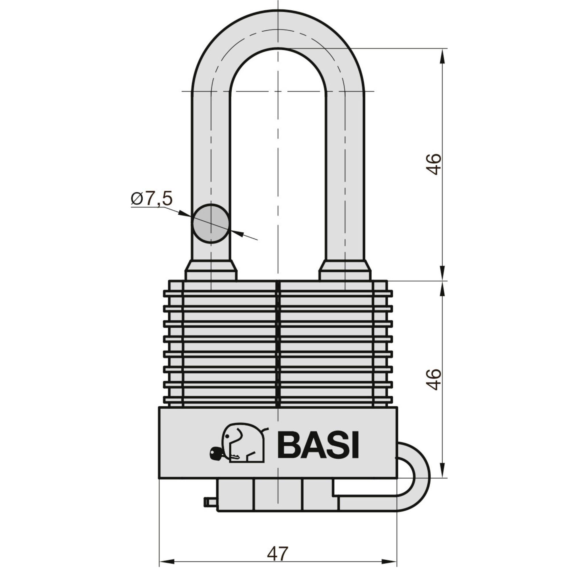 Basi 6151-4000 Vorhängeschloss 47mm verschieden schließend Schwarz Schlüsselschloss