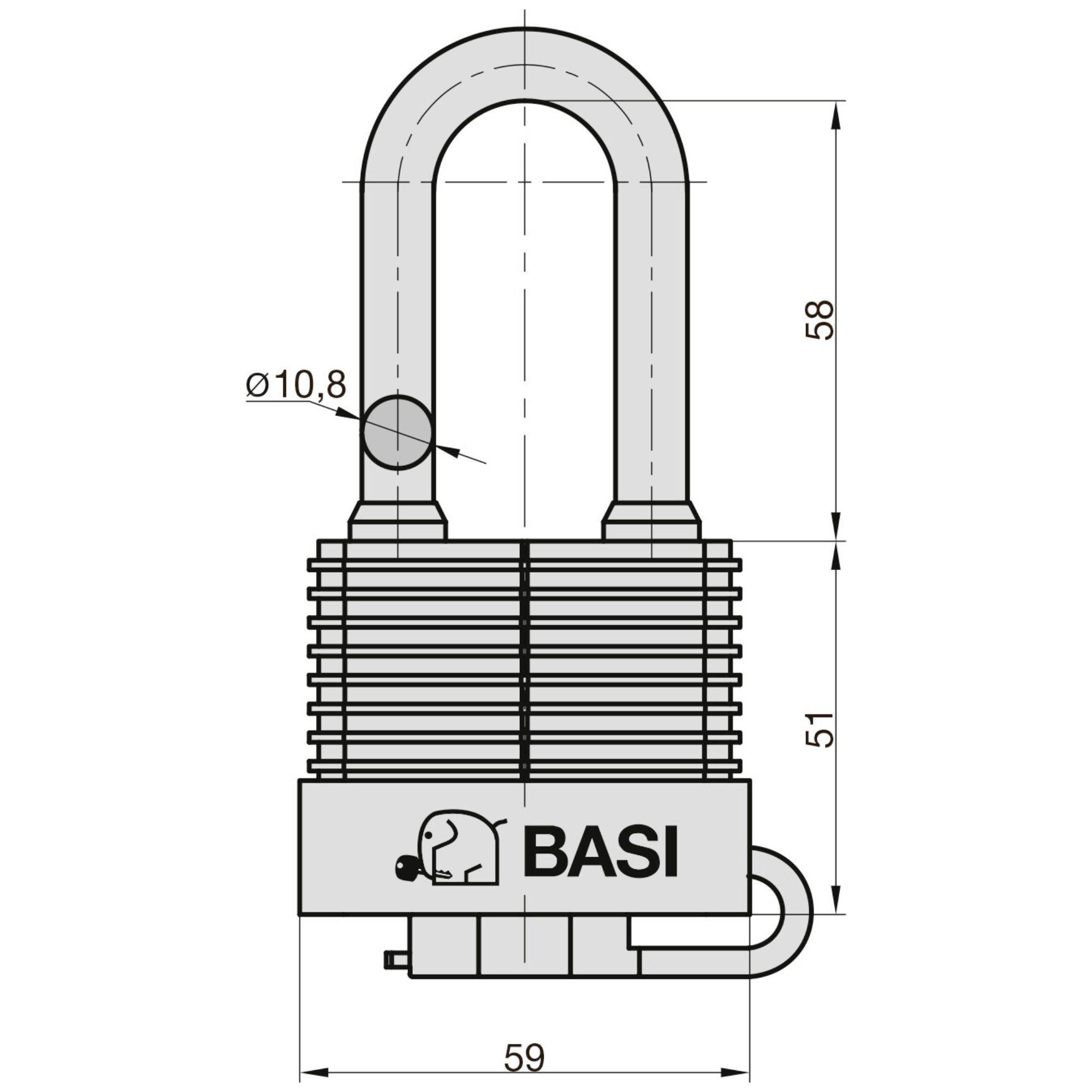 Basi 6151-5000 Vorhängeschloss 59mm verschieden schließend Schwarz Schlüsselschloss