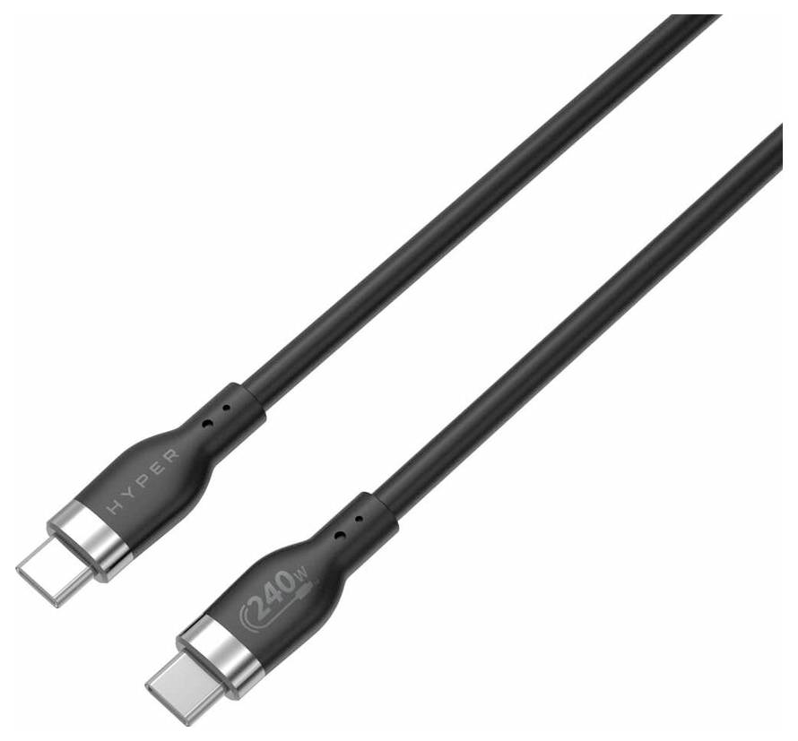 Ein schwarzes USB-C-Kabel, auf dem 'HYPER' und '240W' steht.