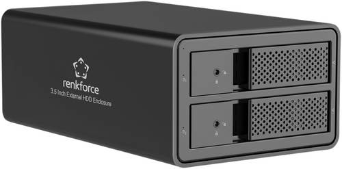Renkforce RF-6647596 8.9 cm (3.5 Zoll) Festplattengehäuse 2 Bay 3.5 Zoll USB-A (USB 3.0)