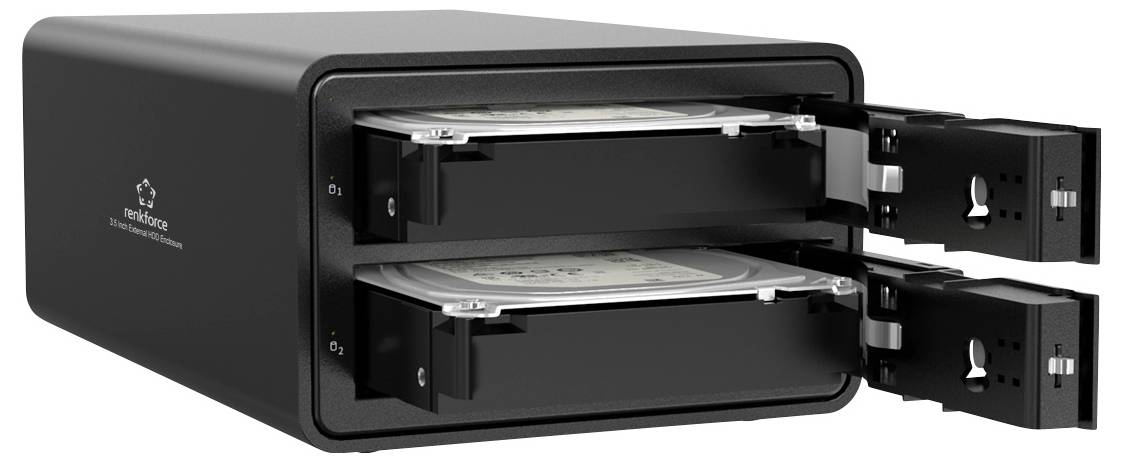 Renkforce RF-6647596 8.9cm (3.5 Zoll) Festplattengehäuse 2 Bay 3.5 Zoll USB-A (USB 3.0)