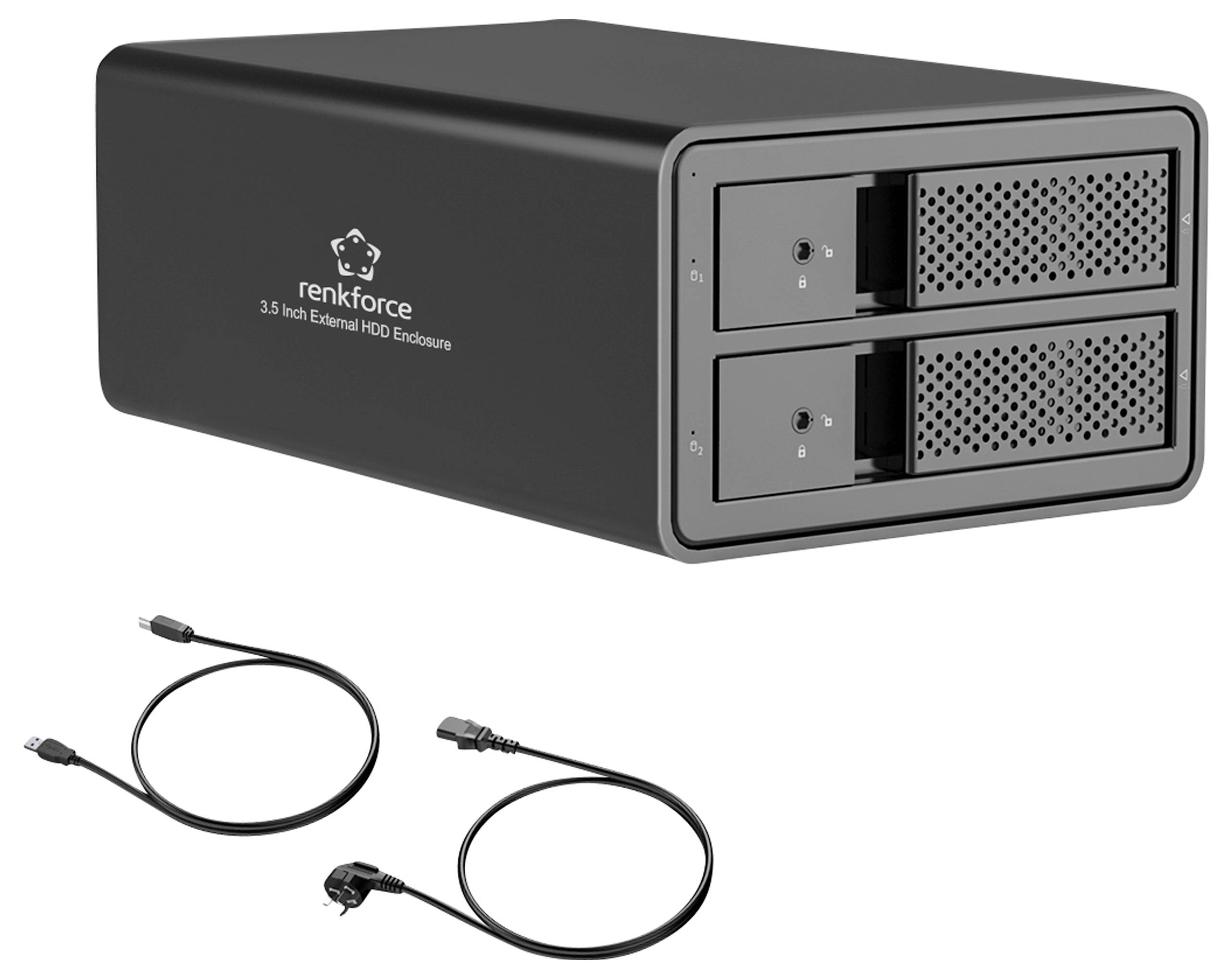 Renkforce RF-6647596 8.9cm (3.5 Zoll) Festplattengehäuse 2 Bay 3.5 Zoll USB-A (USB 3.0)