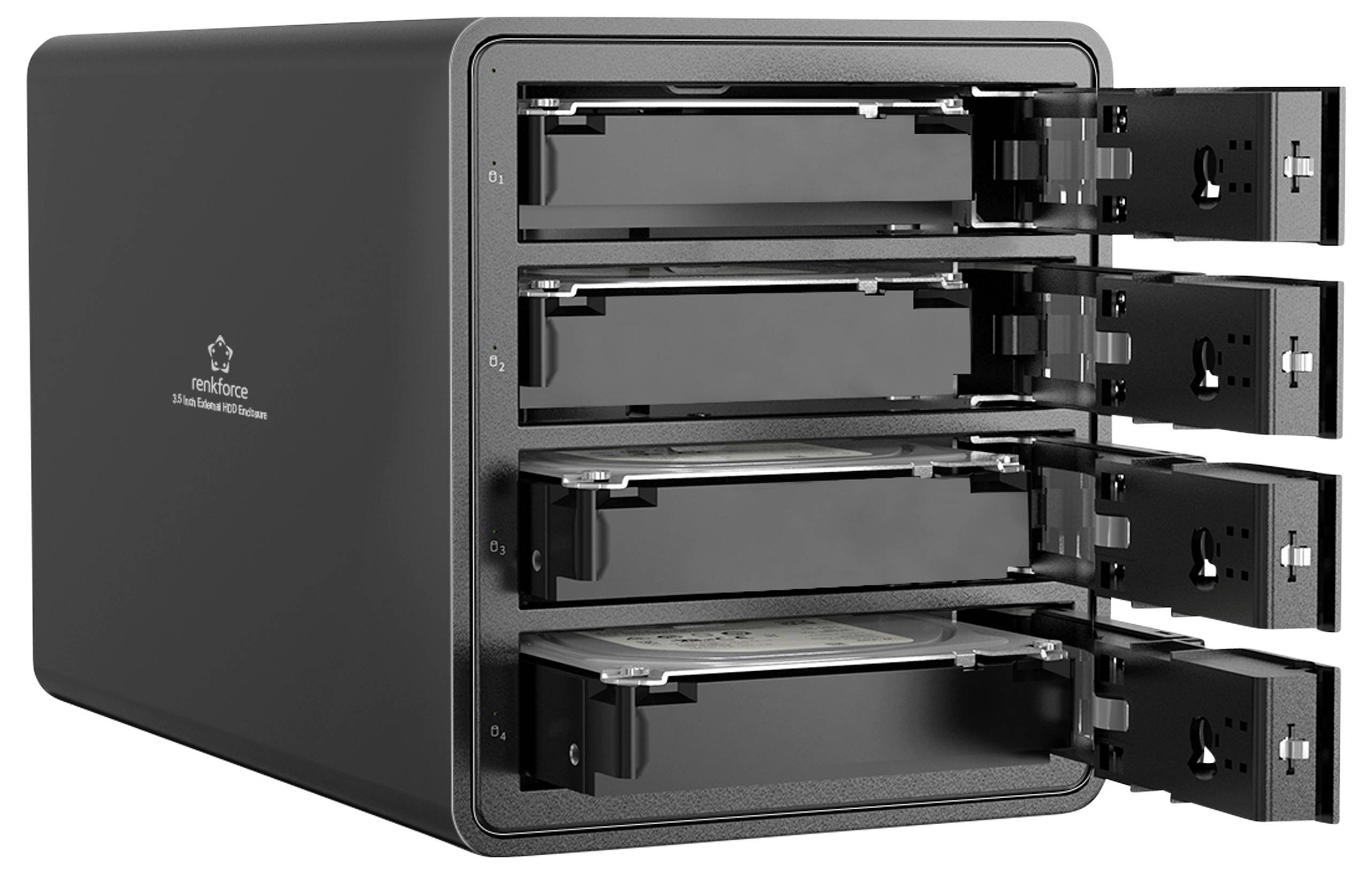 Renkforce RF-6647598 8.9cm (3.5 Zoll) Festplattengehäuse 4 Bay 3.5 Zoll USB-A (USB 3.0)