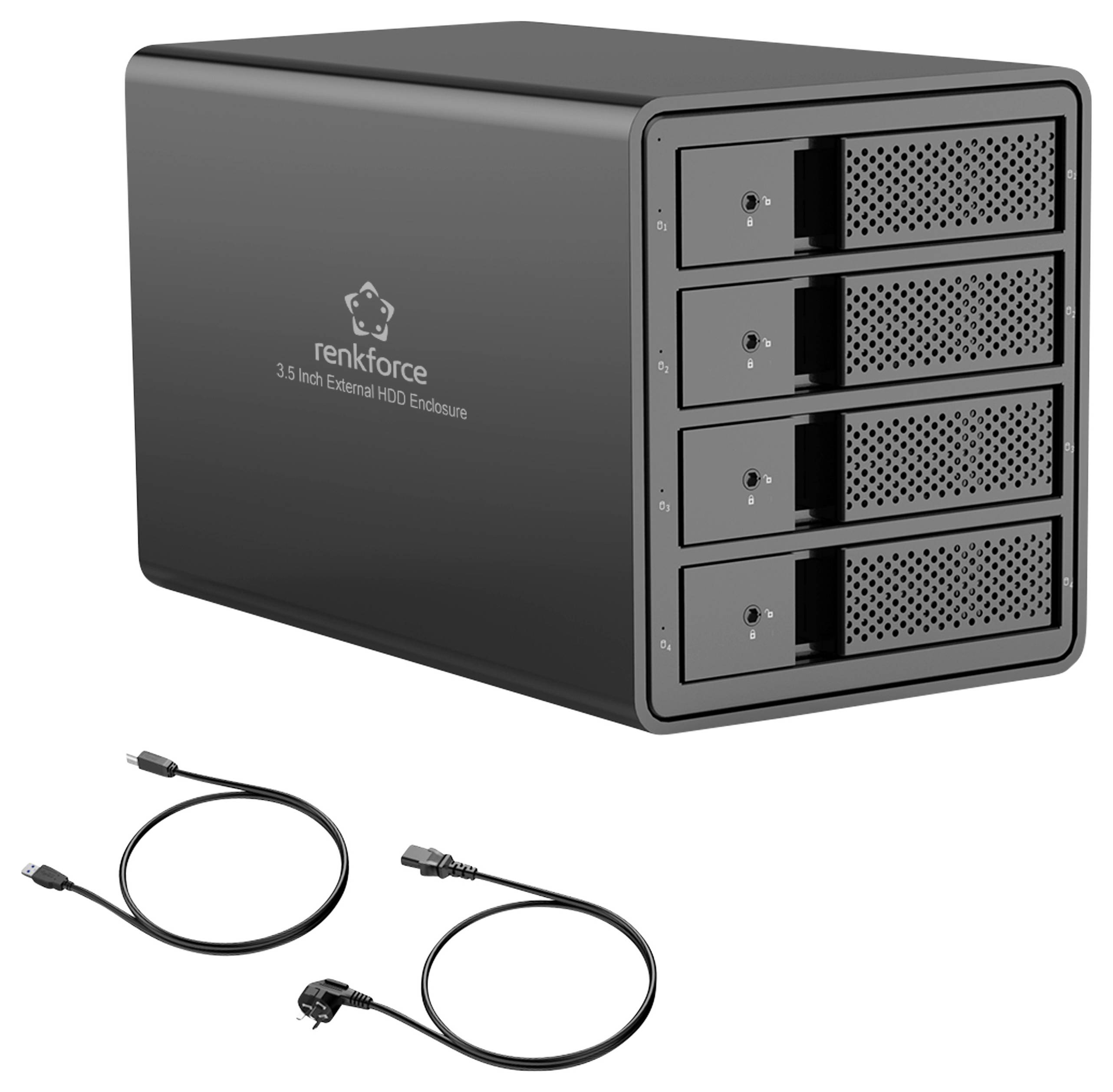 Renkforce RF-6647598 8.9cm (3.5 Zoll) Festplattengehäuse 4 Bay 3.5 Zoll USB-A (USB 3.0)