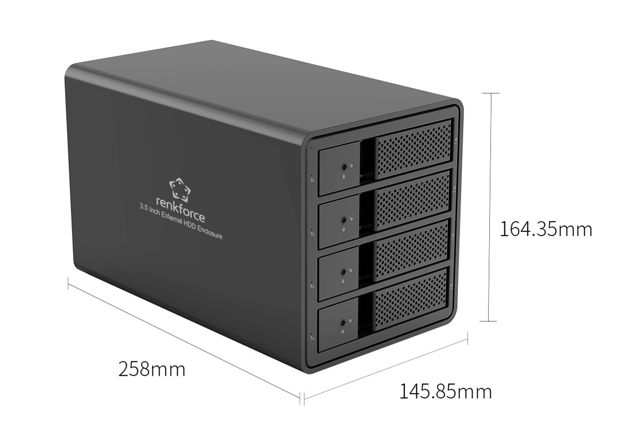 Renkforce RF-6647598 8.9cm (3.5 Zoll) Festplattengehäuse 4 Bay 3.5 Zoll USB-A (USB 3.0)