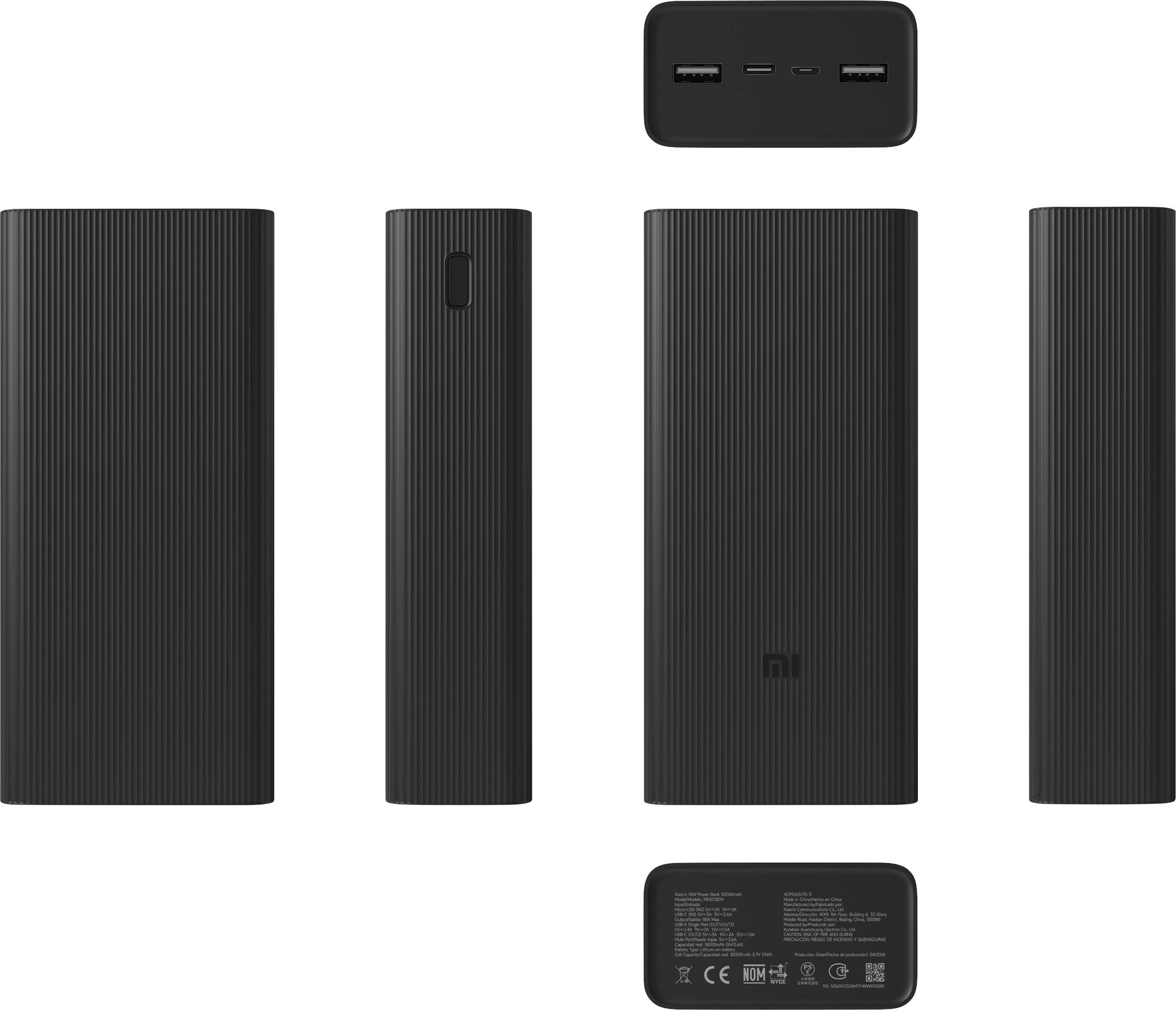 Xiaomi PB3018ZM Powerbank 30000 mAh USB PD LiPo Schwarz