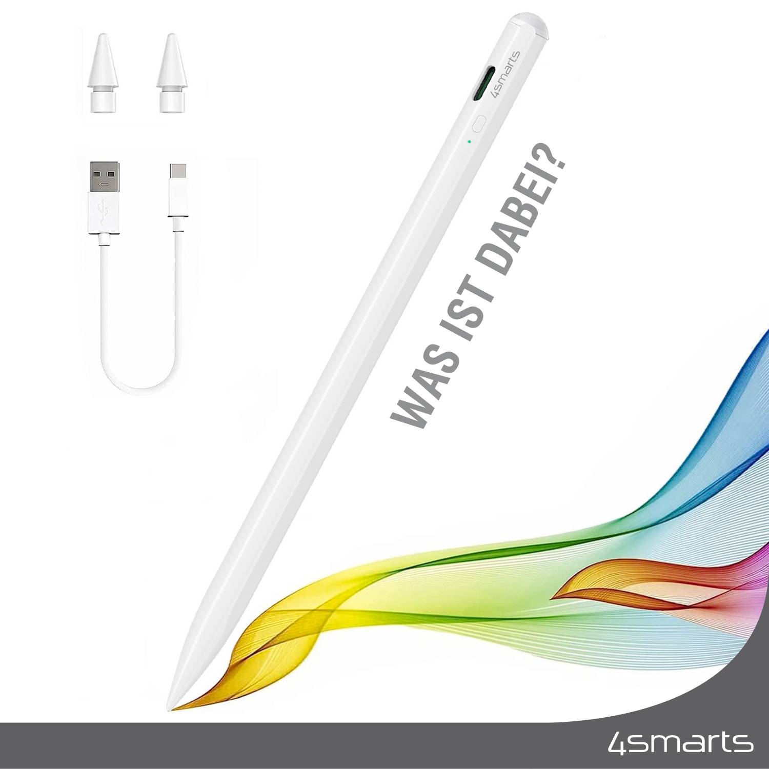 4Smarts Aktiver Pencil Pro Touchpen Bluetooth, wiederaufladbar Weiß