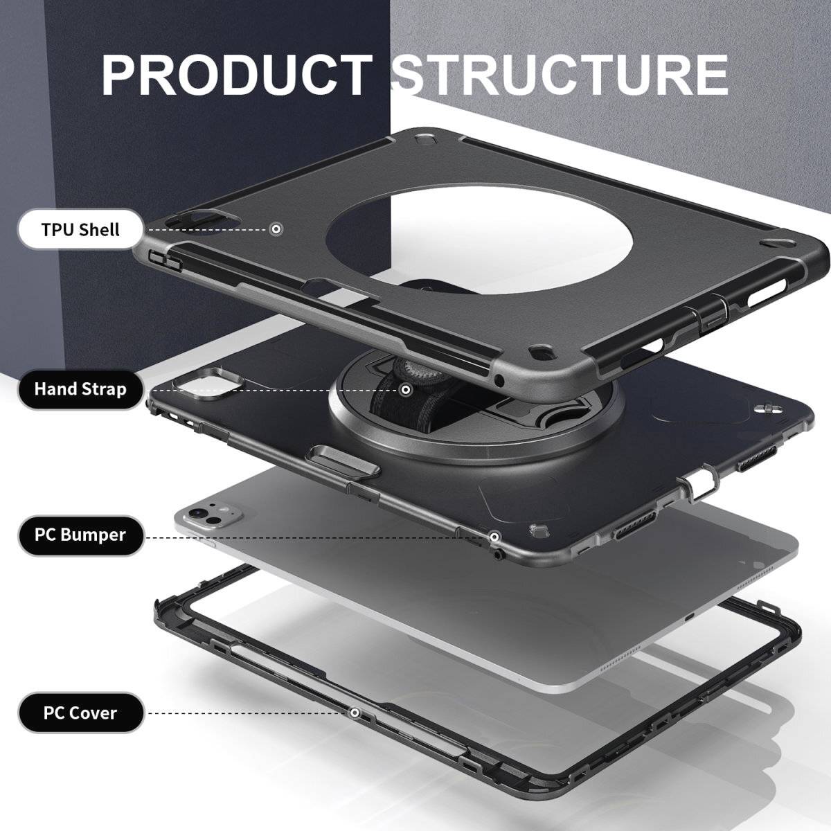 4Smarts GRIP Tablet-Cover Apple iPad Pro 13" (M4, 2024) Back Cover Schwarz