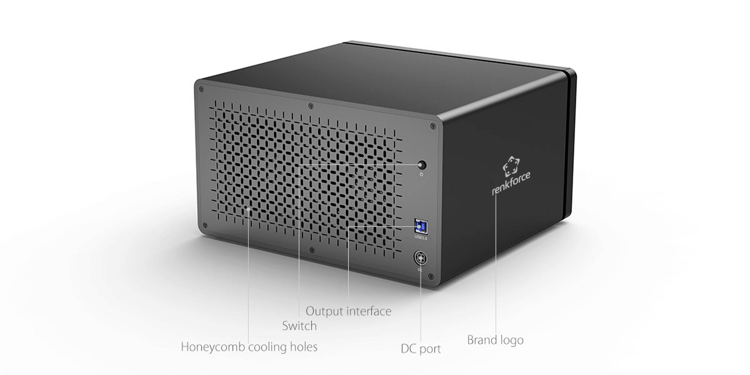 Renkforce RF-6647854 8.9cm (3.5 Zoll) Festplattengehäuse 8 Bay 3.5 Zoll USB-A (USB 3.0)