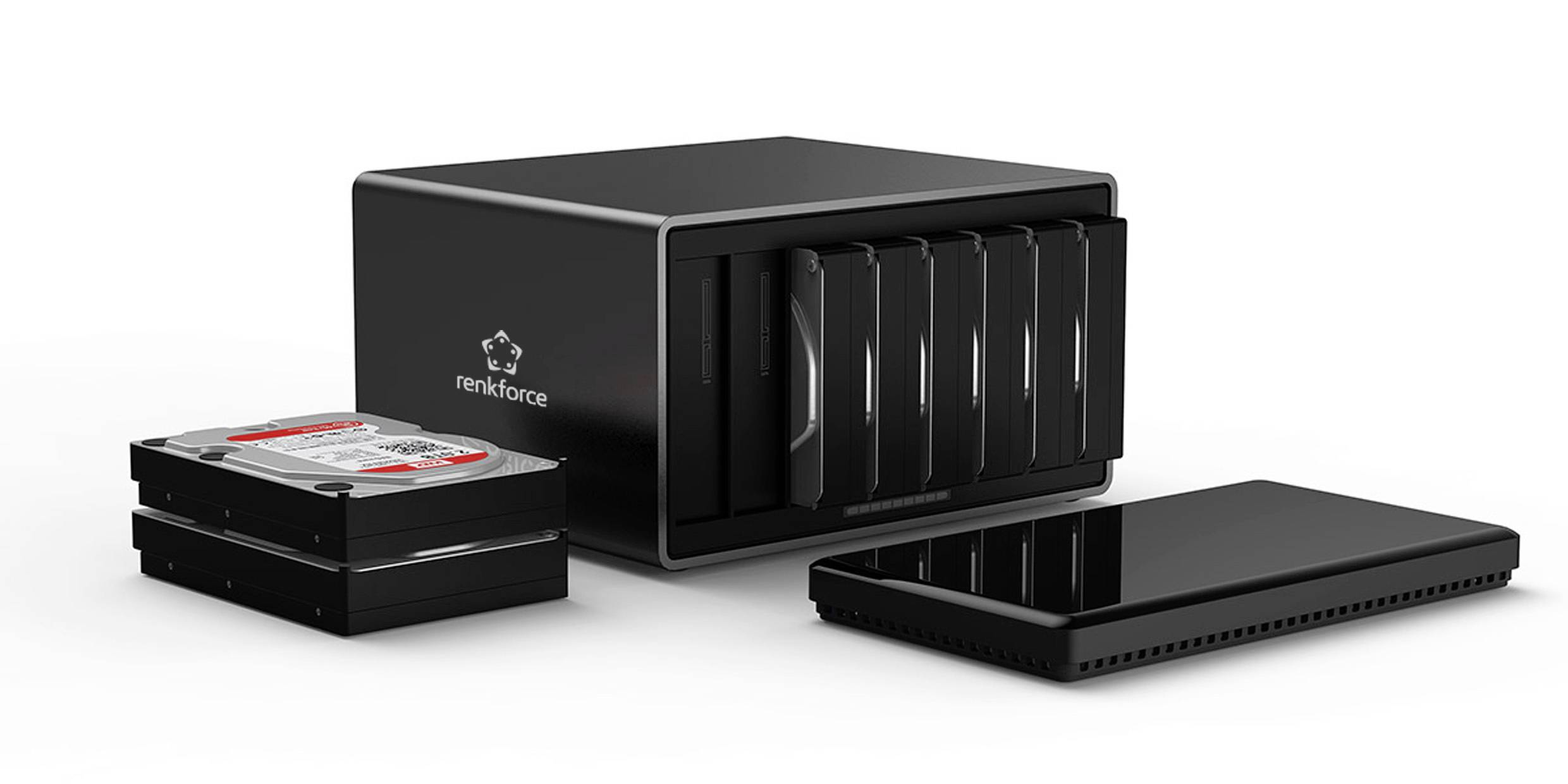 Renkforce RF-6647854 8.9cm (3.5 Zoll) Festplattengehäuse 8 Bay 3.5 Zoll USB-A (USB 3.0)