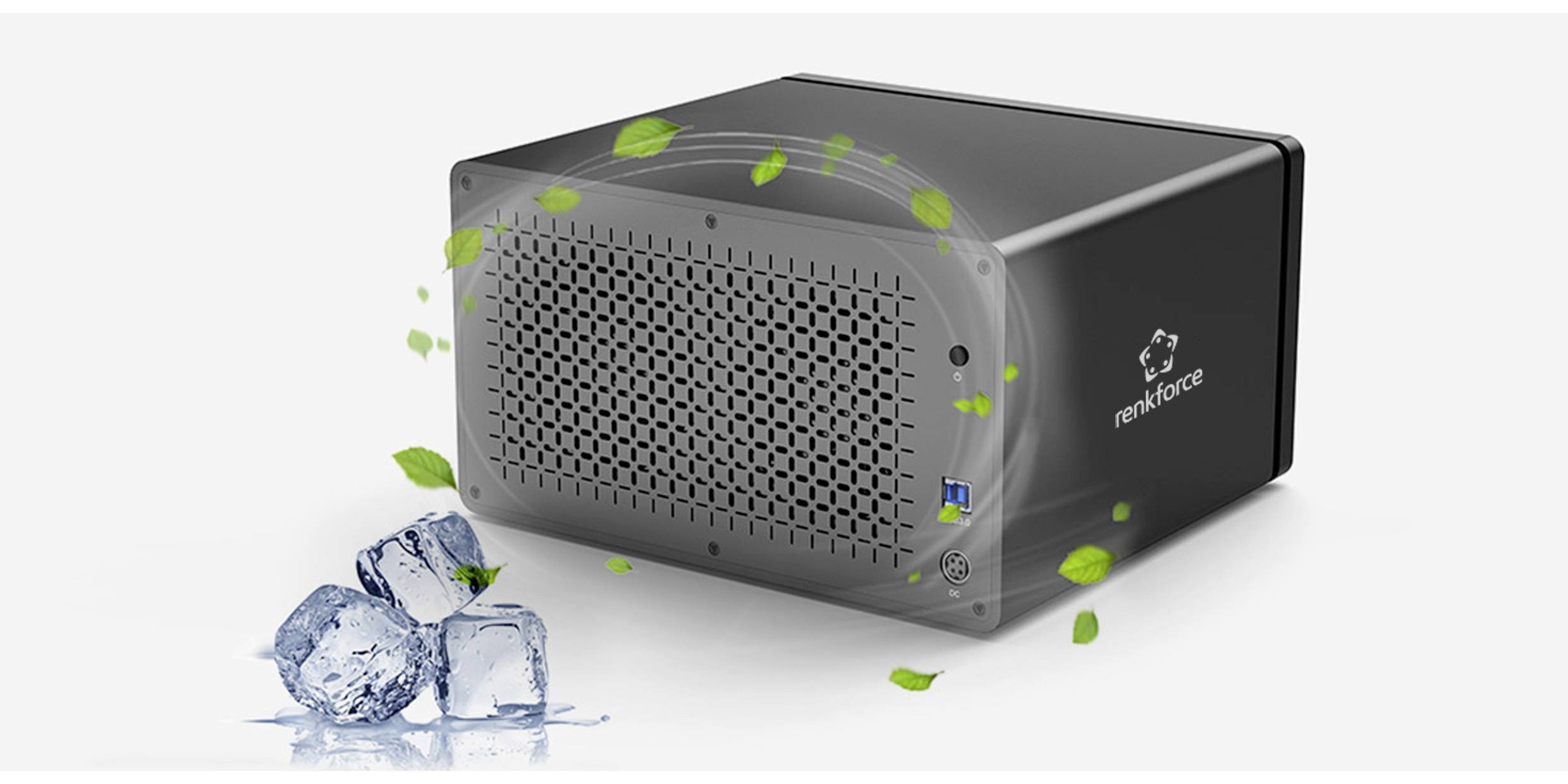 Renkforce RF-6647854 8.9cm (3.5 Zoll) Festplattengehäuse 8 Bay 3.5 Zoll USB-A (USB 3.0)