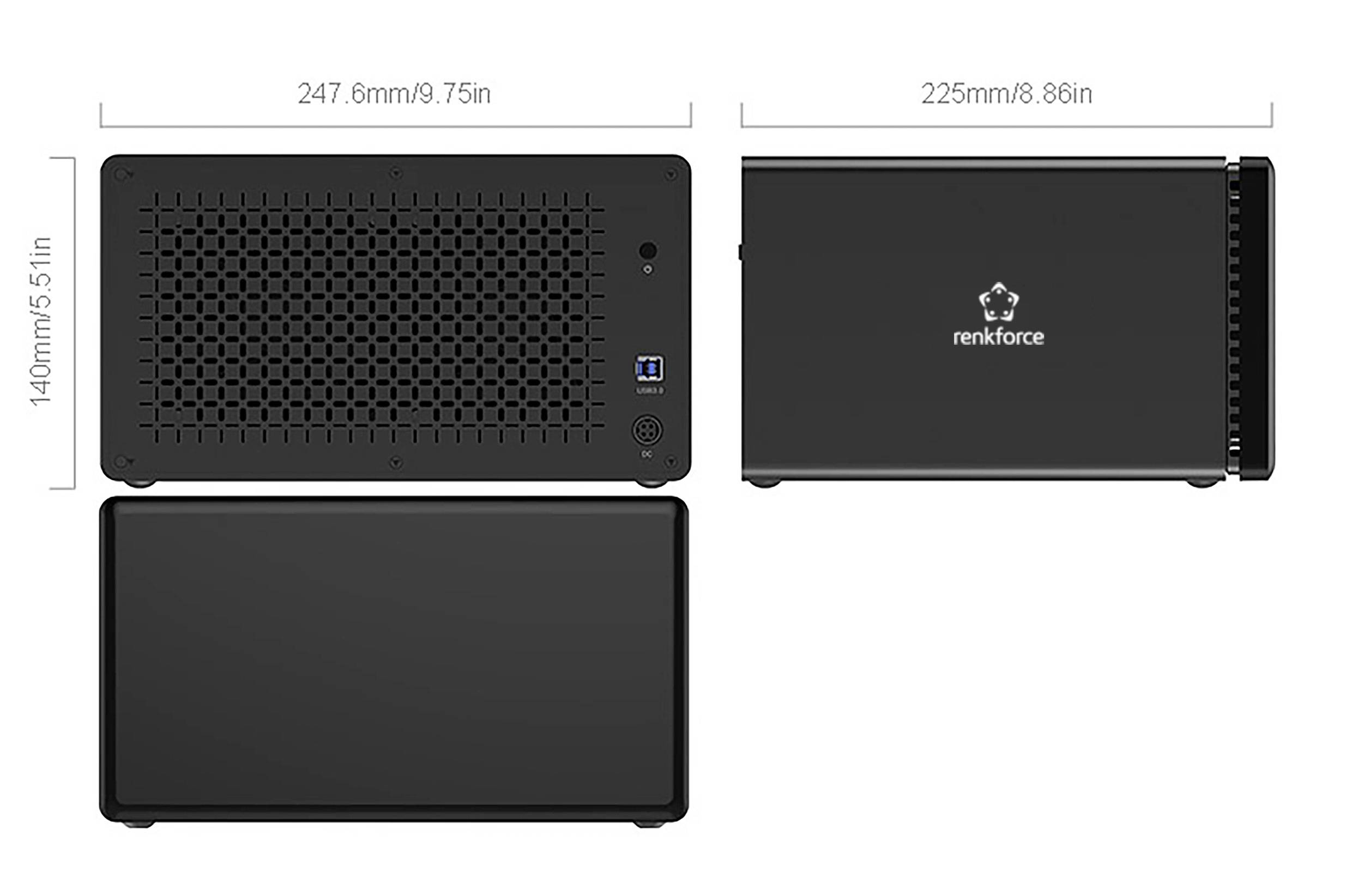 Renkforce RF-6647854 8.9cm (3.5 Zoll) Festplattengehäuse 8 Bay 3.5 Zoll USB-A (USB 3.0)