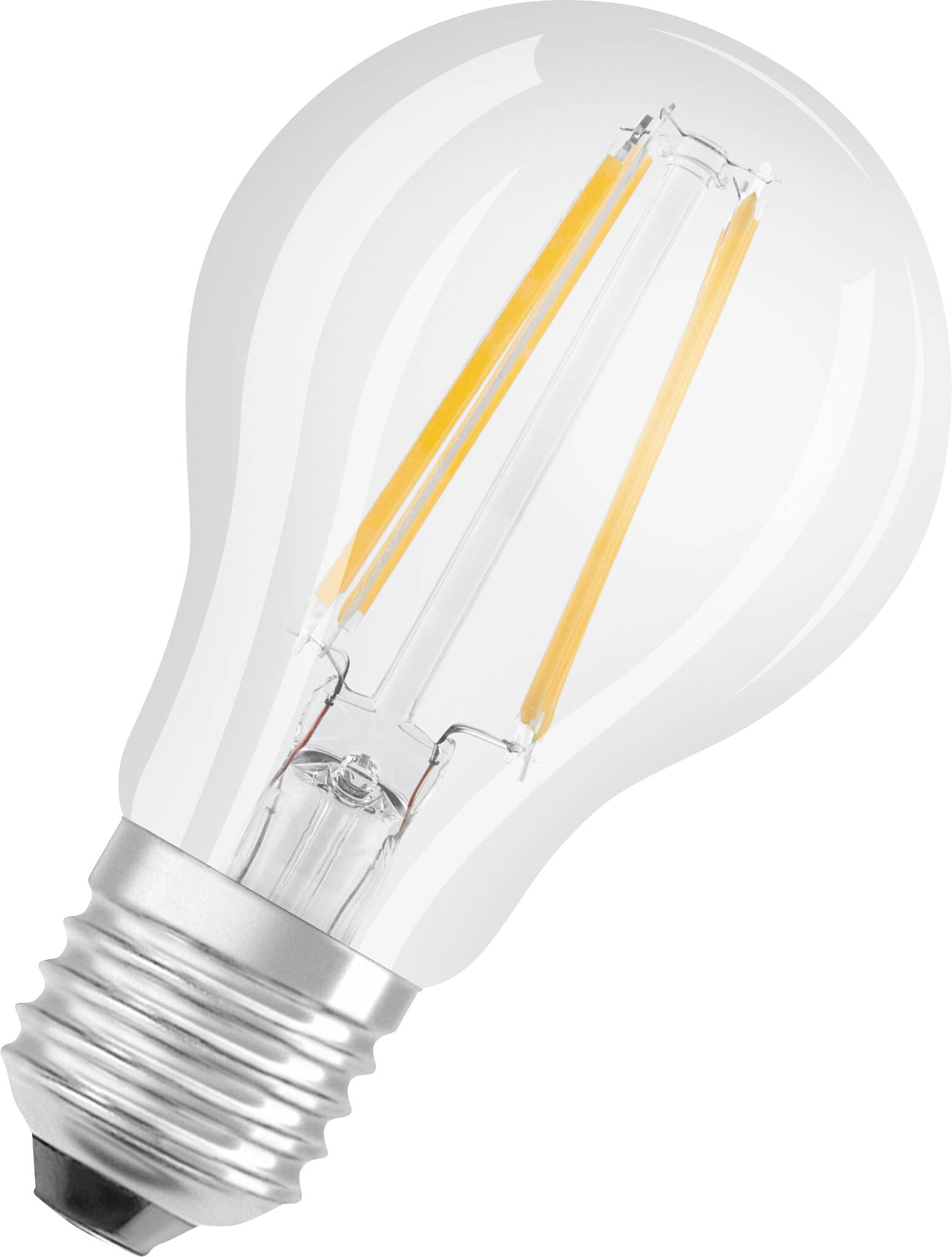 LED-Glühbirne mit sichtbarem Filamentstil, strahlt warmes Licht aus. Energiesparende Alternative zu herkömmlichen Glühbirnen.